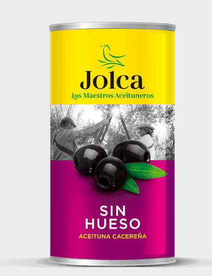 a can of Jolca Pitted Black Olives