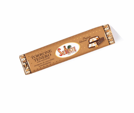 Nougat tendre aux noisettes enrobées de chocolat