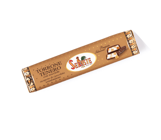 Nougat tendre aux noisettes enrobées de chocolat