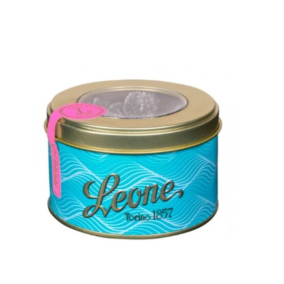 Tin of Black Cherry Jellies with a pink and white label.