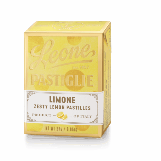 A tin of Pastiglie Leone Limone Pastilles