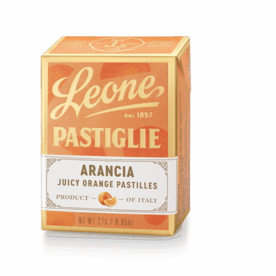 A tin of Pastiglie Leone Orange Pastilles