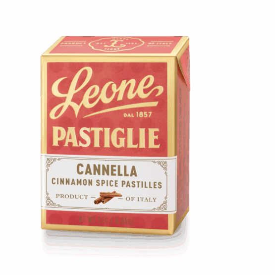 A tin of Pastiglie Leone Cinnamon Pastilles